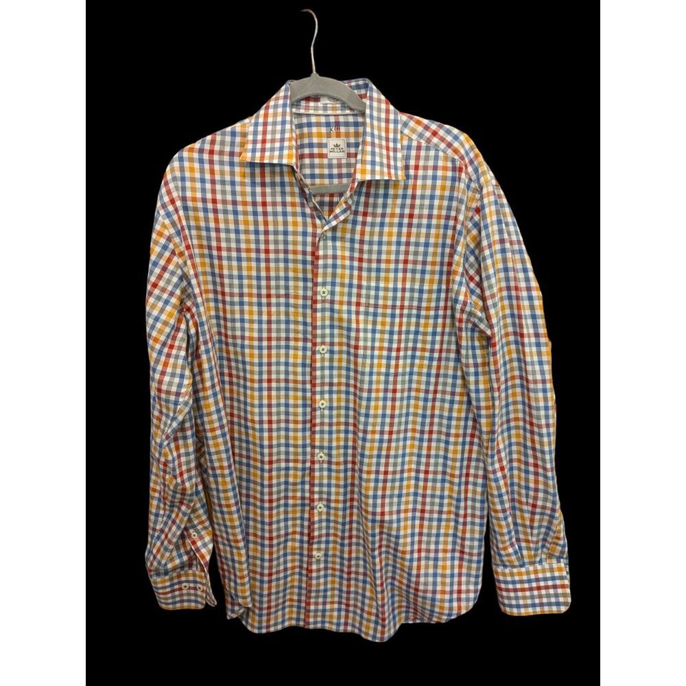 Peter Millar Button Down Shirt Men's Large multicolor Plaid Long Sleeve Cotton
